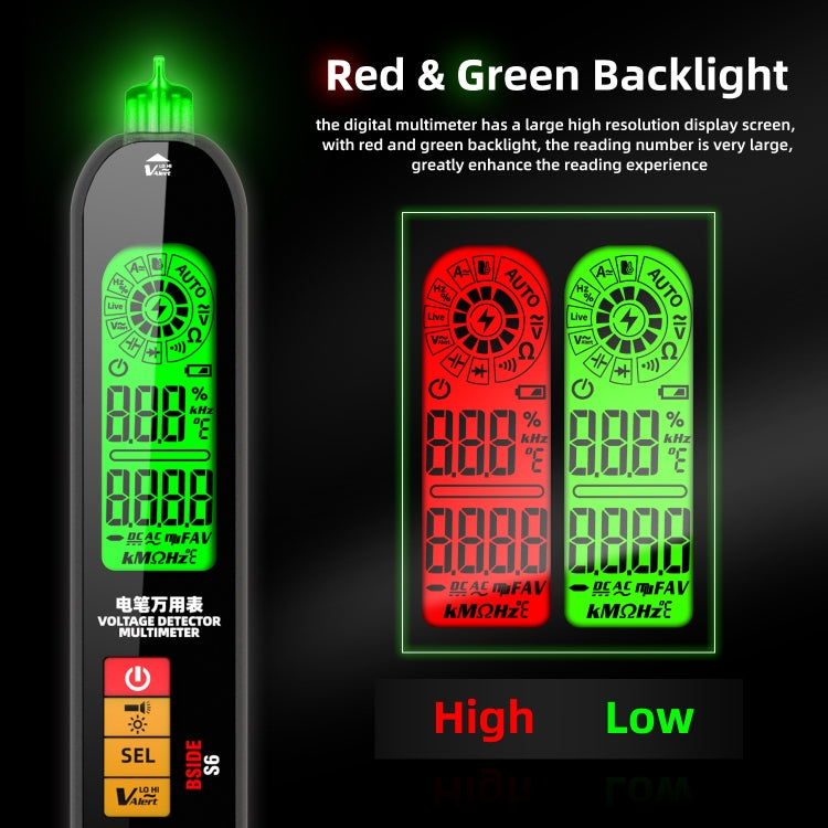 BSIDE S6 Smart Digital Multimeter Current Test Pen Capacitance Temperature Voltage Detector(Charging Model) - Digital Multimeter by BSIDE | Online Shopping UK | buy2fix