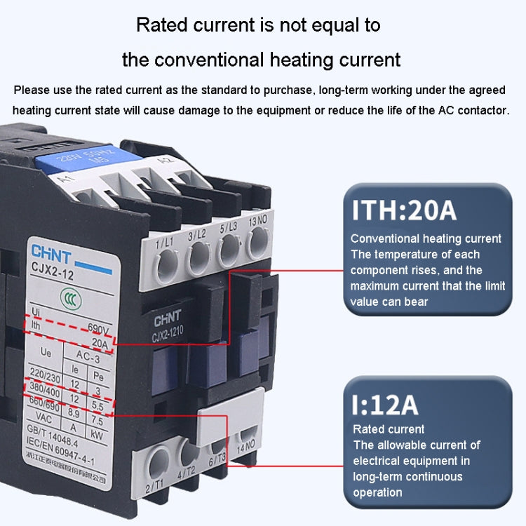 CHNT CJX2-6511 65A 220V Silver Alloy Contacts Multi-Purpose Single-Phase AC Contactor - Relays by CHNT | Online Shopping UK | buy2fix