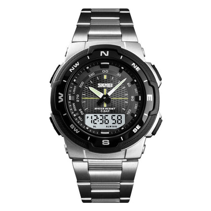 SKMEI 1370 Multifunctional Men Outdoor Sports Noctilucent Waterproof Stainless Steel Digital Wrist Watch (Silver) - Sport Watches by SKMEI | Online Shopping UK | buy2fix