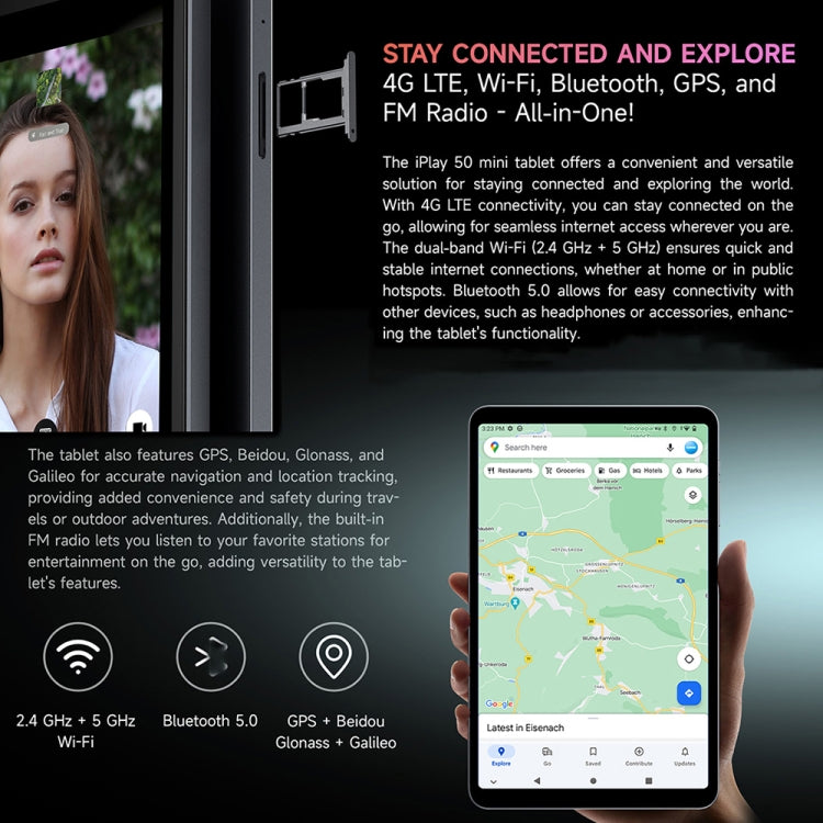 ALLDOCUBE iPlay 50 mini T811 4G LTE Tablet, 8.4 inch, 4GB+64GB, Android 13 UNISOC T606 Octa Core 1.6GHz, Support GPS & BT & Dual Band WiFi & Dual SIM (Grey) - ALLDOCUBE by ALLDOCUBE | Online Shopping UK | buy2fix