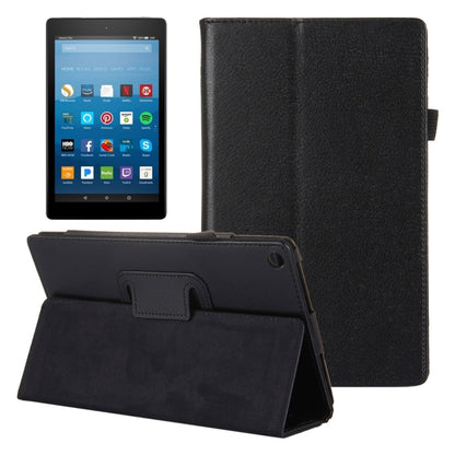 For Amazon Kindle Fire HD8 (2017) Litchi Texture Horizontal Flip Leather Case with Holder(Black) - Mobile Accessories by buy2fix | Online Shopping UK | buy2fix