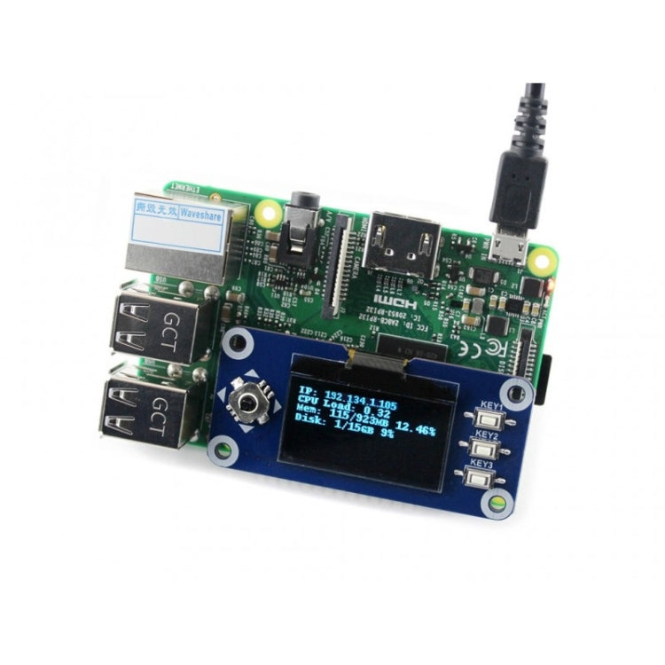 Waveshare 1.3 inch 128x64 Pixels SPI/I2C Interface OLED Display HAT for Raspberry Pi - Modules Expansions Accessories by Waveshare | Online Shopping UK | buy2fix