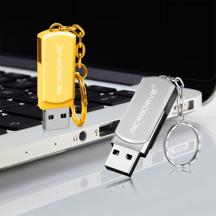 MicroDrive 16GB USB 2.0 Creative Personality Metal U Disk with Keychain (Yellow) - USB Flash Drives by MicroDrive | Online Shopping UK | buy2fix