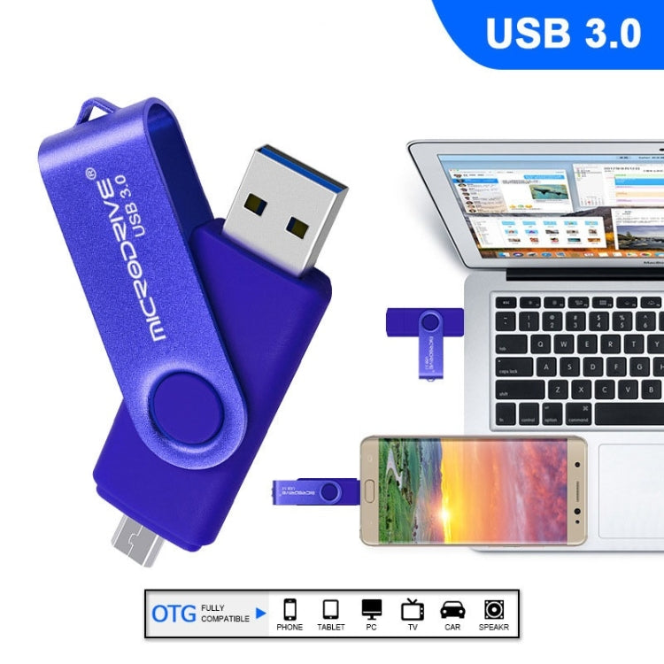 MicroDrive 16GB USB 3.0 Android Phone & Computer Dual-use Rotary Metal U Disk (Yellow) - USB Flash Drives by MicroDrive | Online Shopping UK | buy2fix