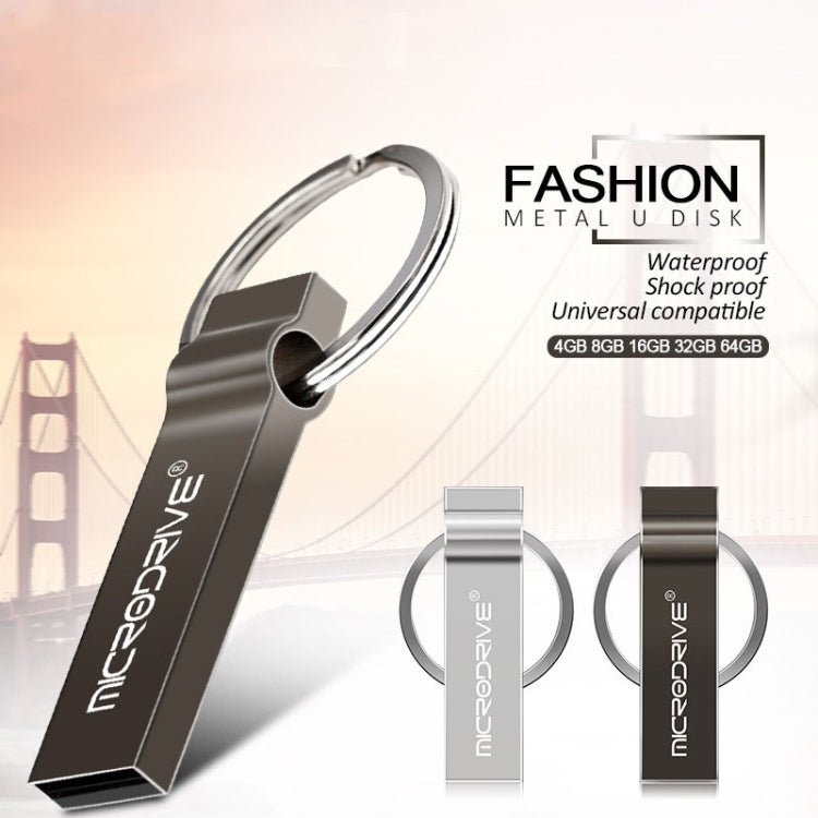 MicroDrive 64GB USB 2.0 Metal Keychain U Disk (Black) - USB Flash Drives by MicroDrive | Online Shopping UK | buy2fix