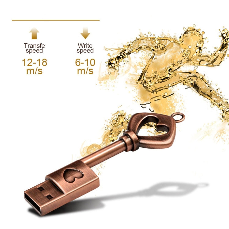 MicroDrive 4GB USB 2.0 Copper Love Key U Disk - USB Flash Drives by MicroDrive | Online Shopping UK | buy2fix