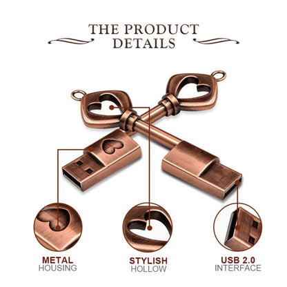 MicroDrive 4GB USB 2.0 Copper Love Key U Disk - USB Flash Drives by MicroDrive | Online Shopping UK | buy2fix